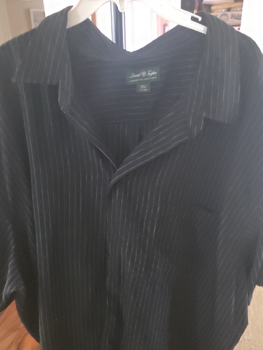 David Taylor Black Pinstripe Casual Button-Down Shirt